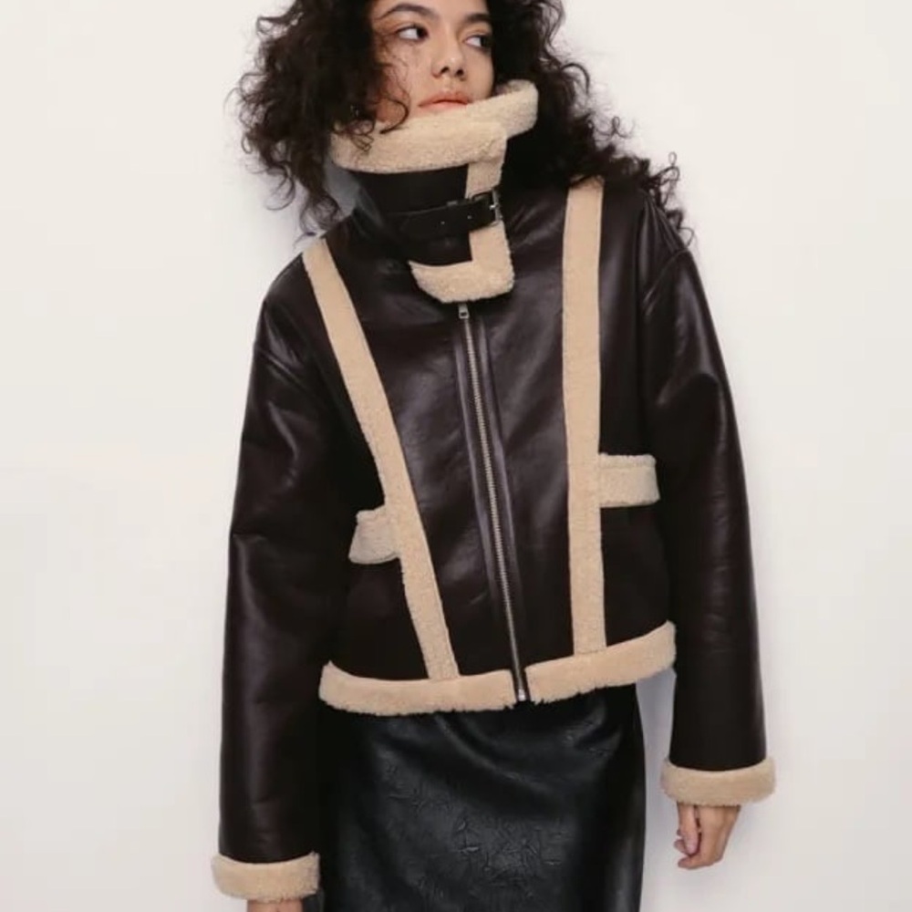 UrbanRevivo Brown and Cream Women's Jacket
